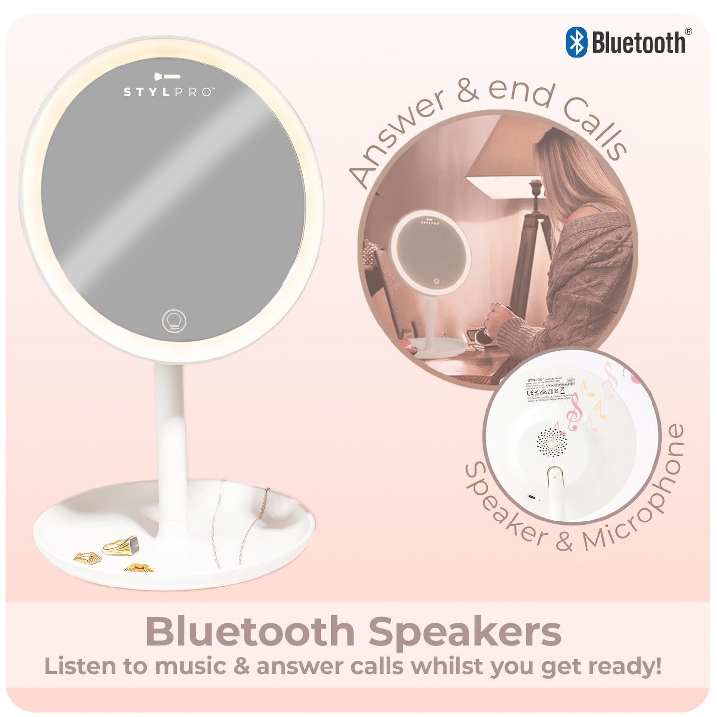 STYLPRO Melody Rechargeable Bluetooth Mirror